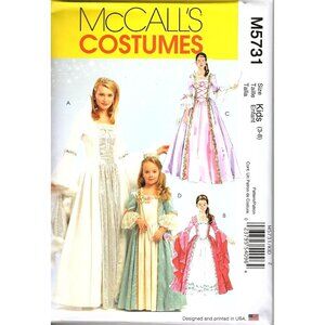McCall's M5731 Girls 3 to 8 Renaissance Princess Gown Costume Sewing Pattern